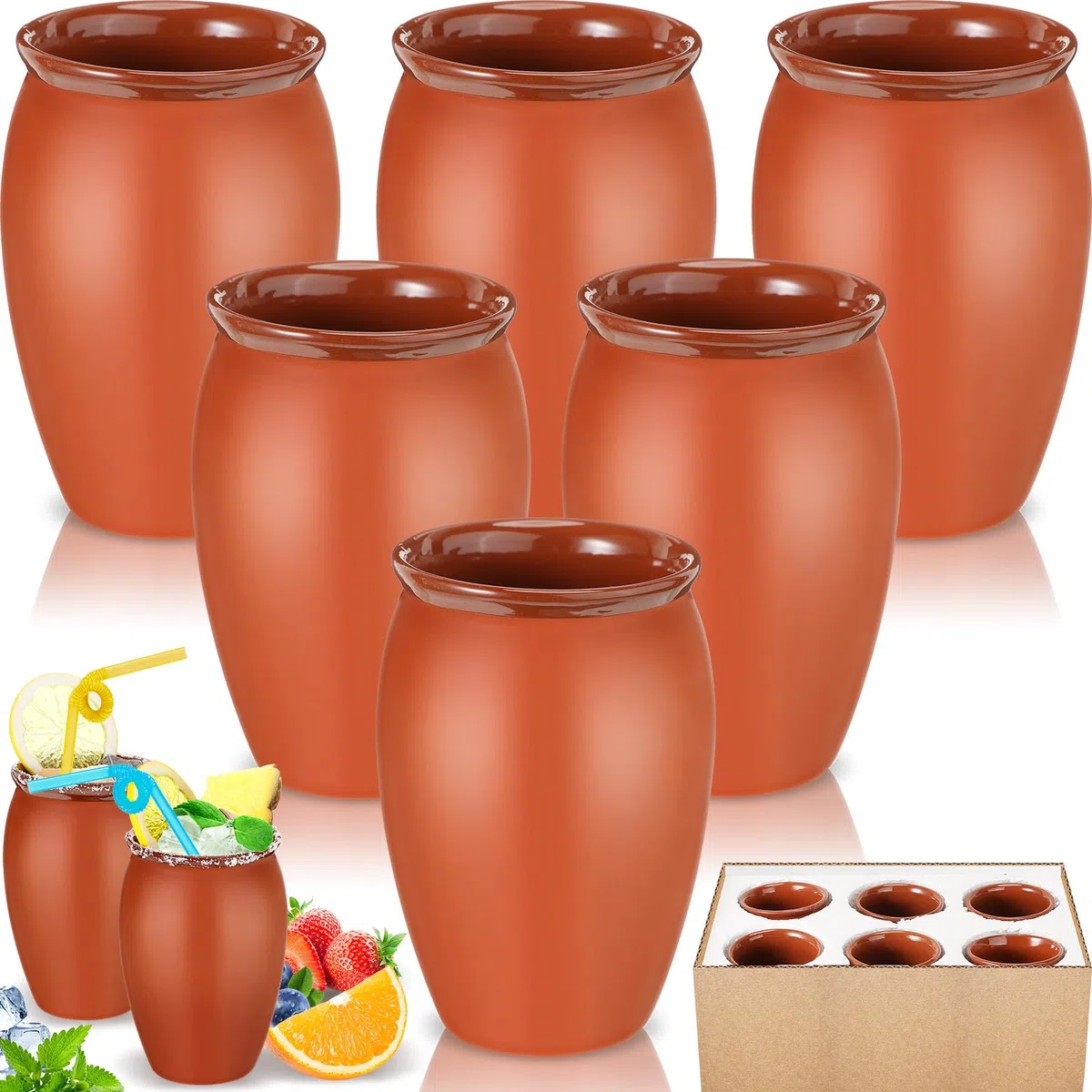 Gejoy Cantaritos De Barro Mexicanos Cantaritos Cantaritos Shooters Pottery Taco Tuesday Mexikanische Tontasse Fiesta De Barro Mexicanos Cocktailbecher Cocktailgläser für Tequila Margaritas Mojitos 590