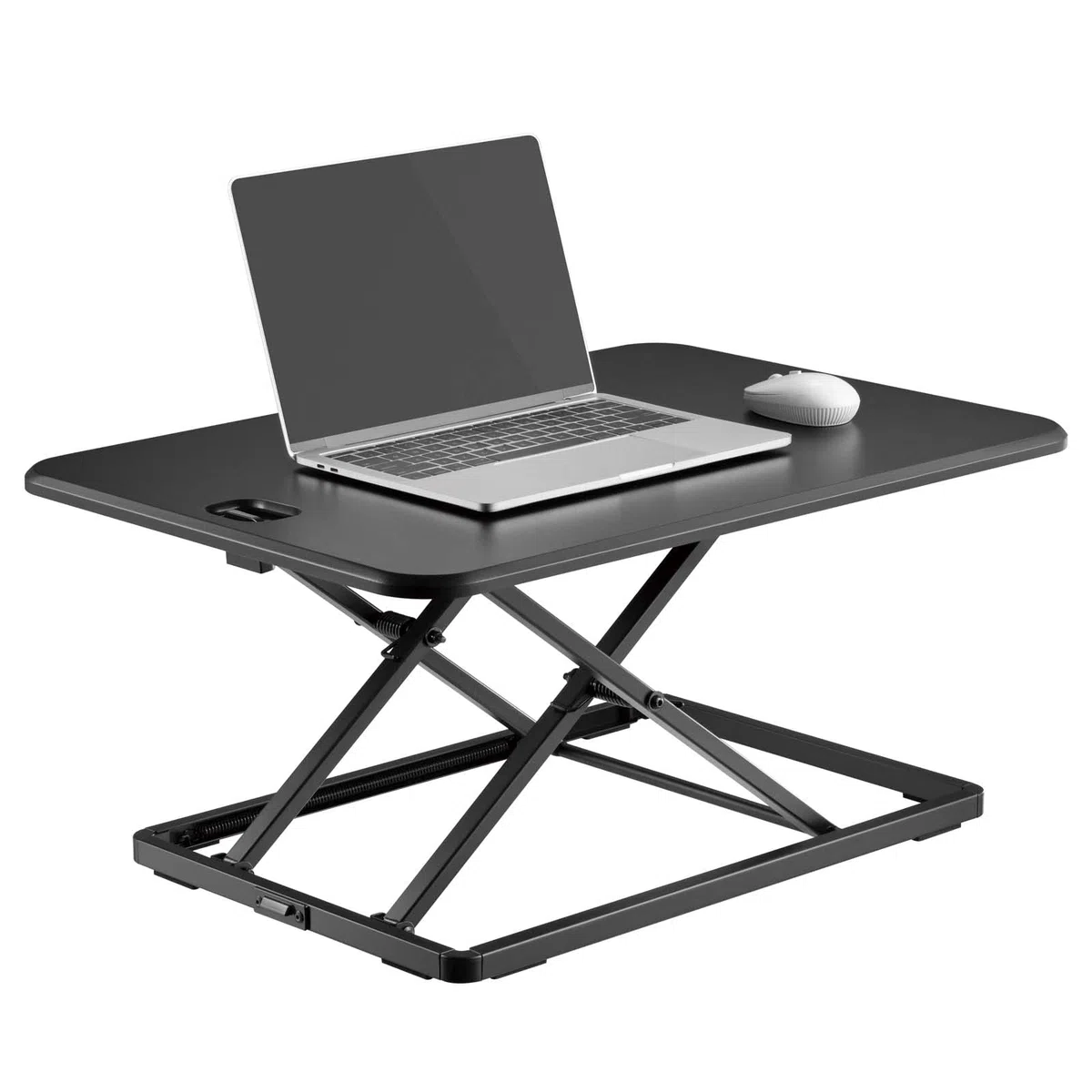 WilTec Toboli Schreibtischaufsatz 67x47cm höhenverstellbarer Steh-Sitz Schreibtisch für Laptop und Monitor