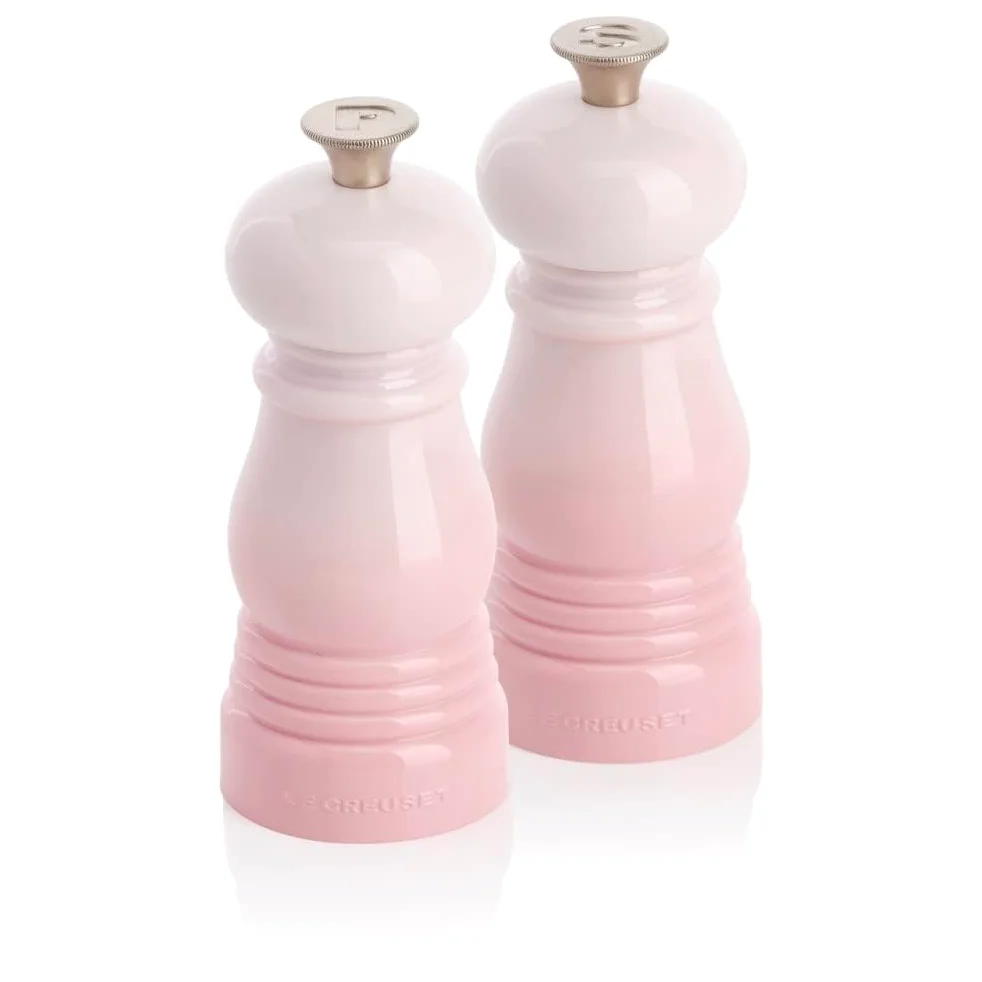 Le Creuset Kleines Mühlenset, Salz- und Pfeffermühle, ABS-Kunststoff, Je 5 x 5 x 12,1 cm, Keramik-Mahlwerk, Shell Pink, 44900117770000